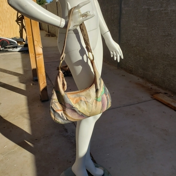 Magnifique abstract leather hand‎ painted shoulder ba - Picture 6 of 16